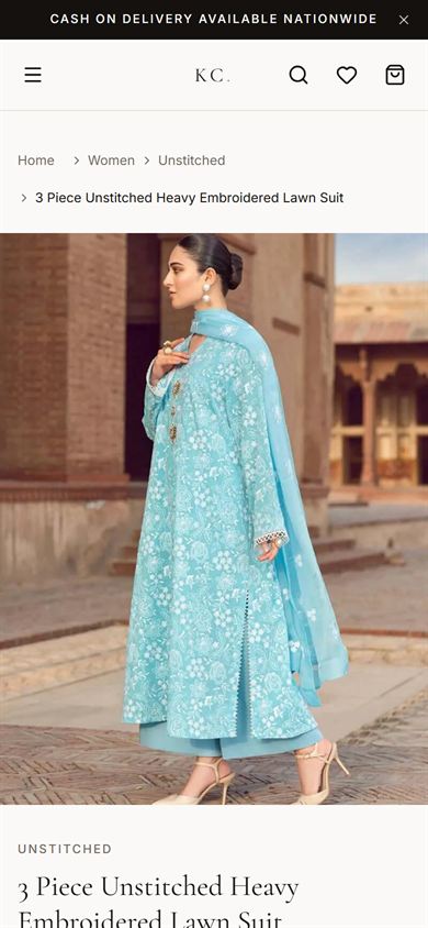 Khawaja Collection product page on a mobile phone